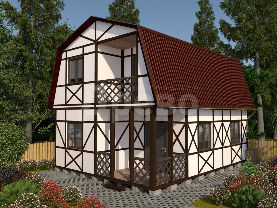Дом из бруса с балконом