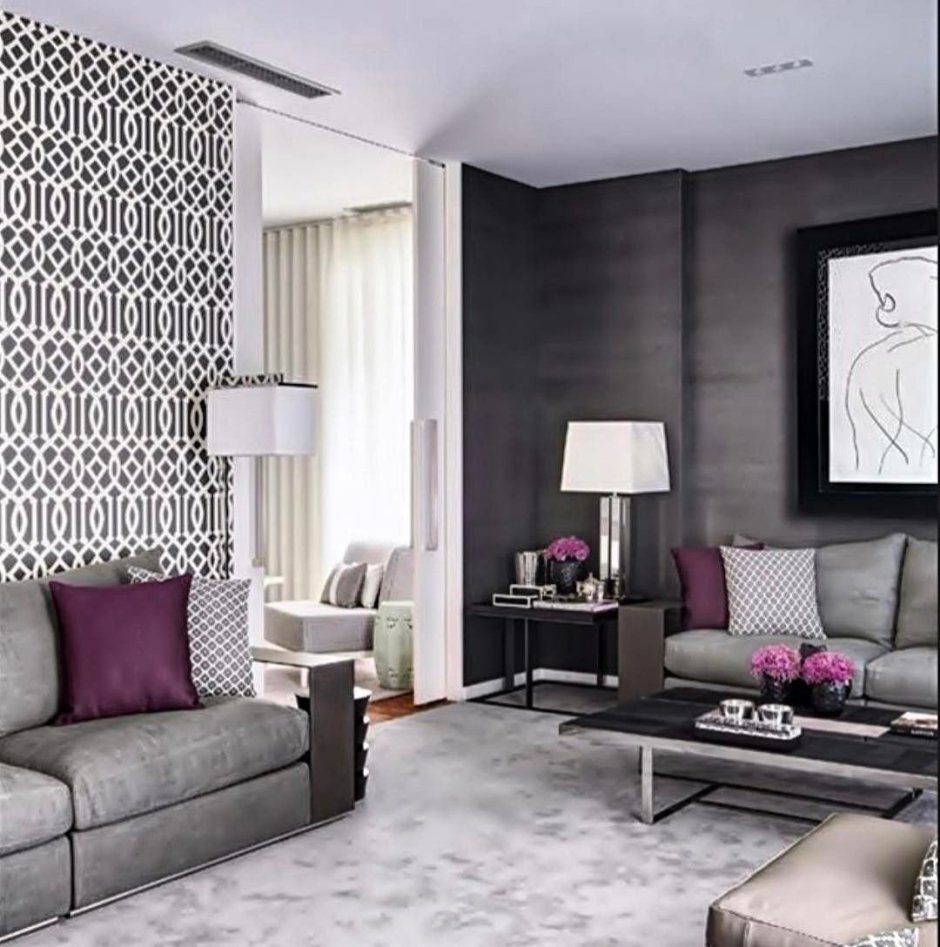 Гостиная в серых тонах