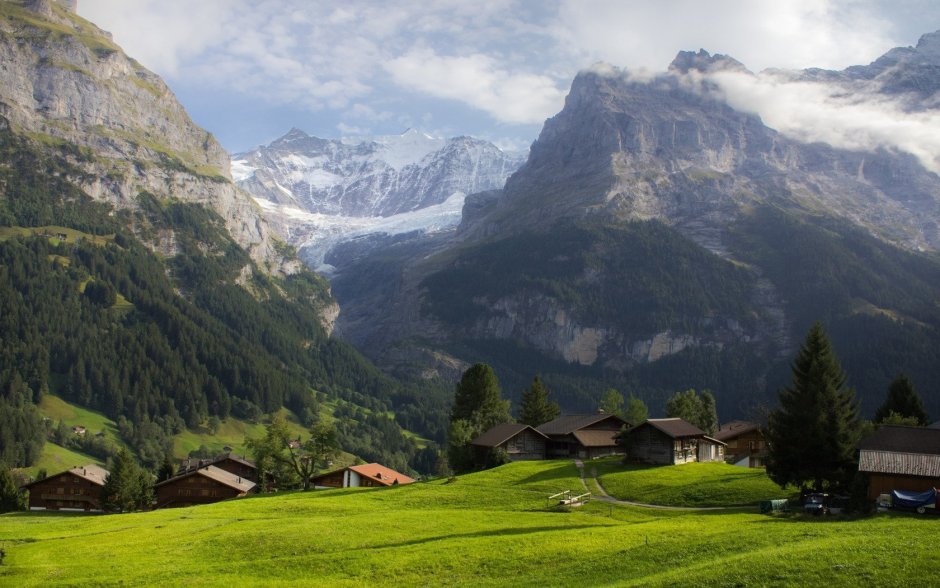 Горы Швейцарии Альпы Альпийские Луга