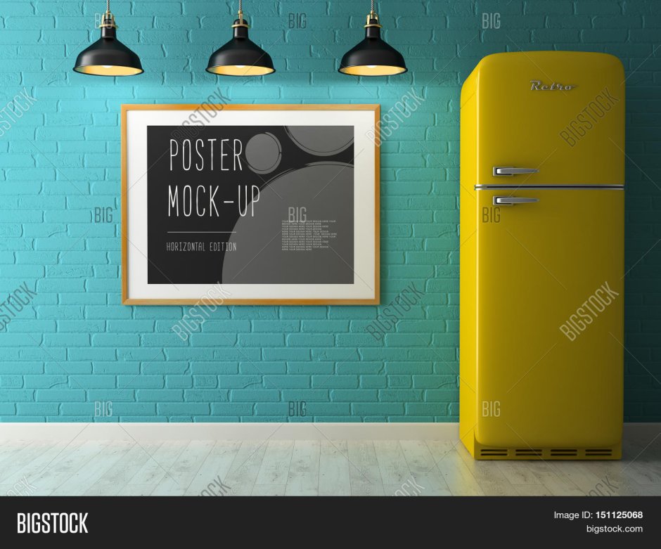 Ретро холодильник Mockup