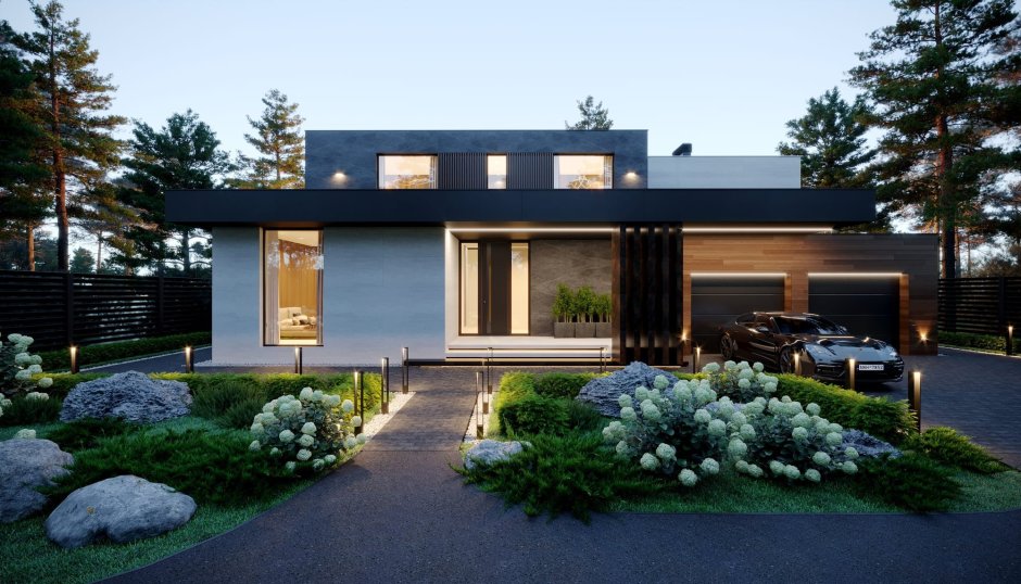 Дизайн дома с плоской крышей