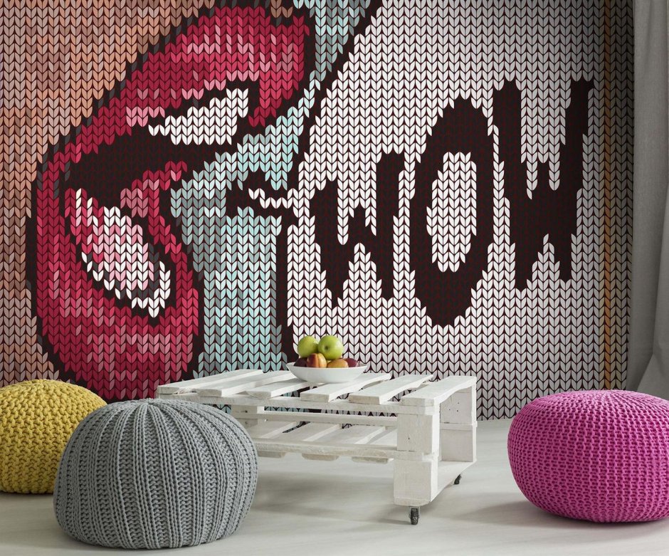 3d Capitone Wallpaper Design with Jewels