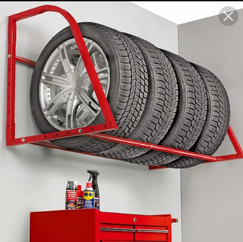 Подвесная полка для колес в гараже