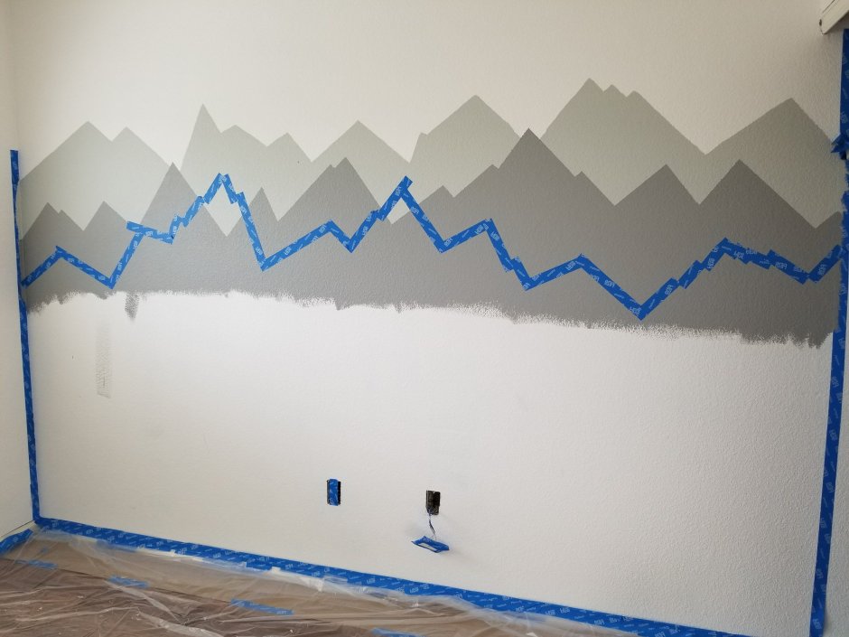 Трафарет горы для покраски стен