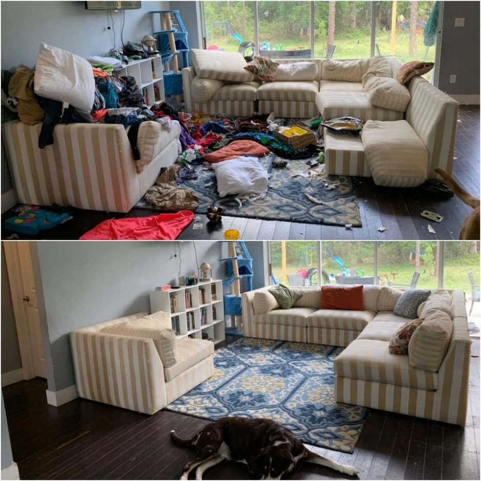 Уборка квартир до и после