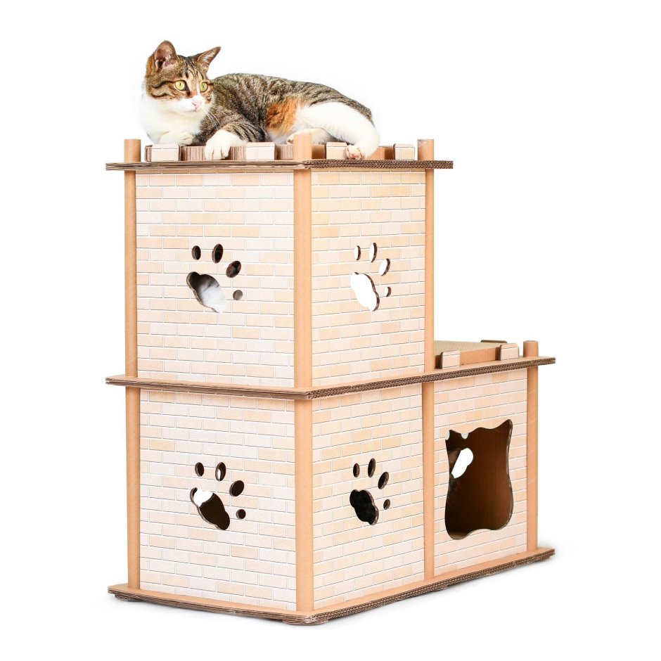 Игровой домик для кошки из коробки