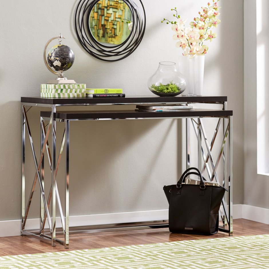 Console Table Palmer Polished Stainless Steel | Smoke Glass CMINCH 160 X 45 X H. 76 cm