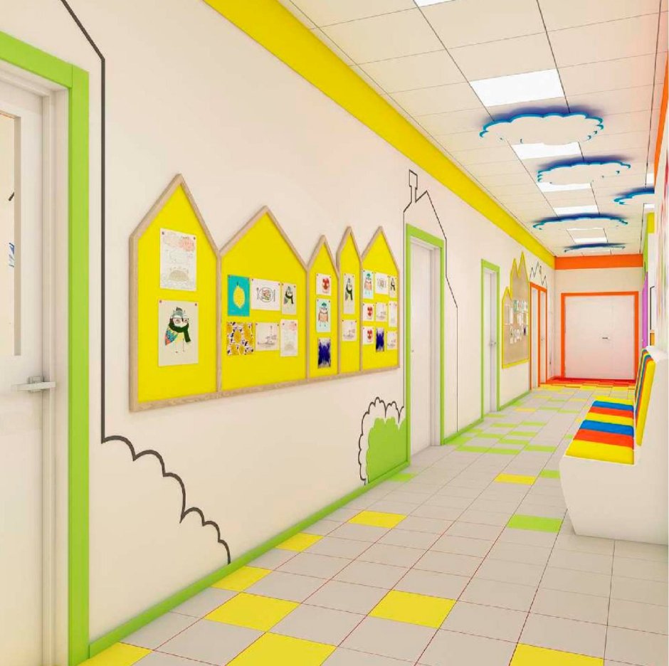 Геометрические элементы в декоре школьных коридоров