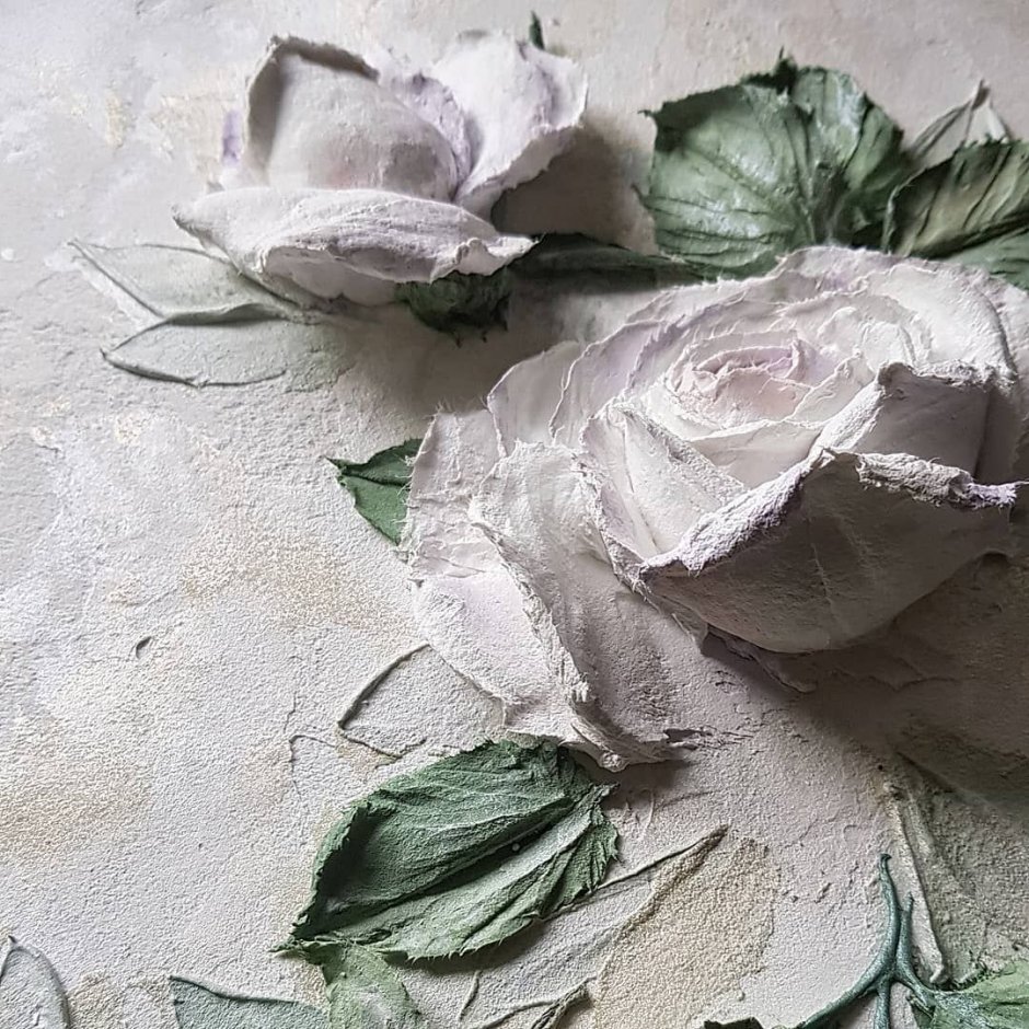 Листья розы скульптурная живопись