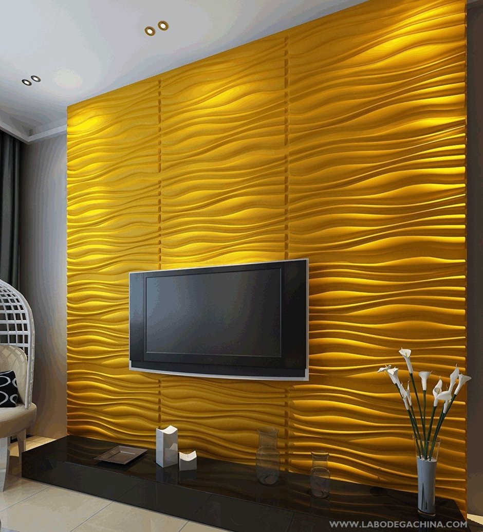 Тканевые панели для стен 60х40 желтые и серые