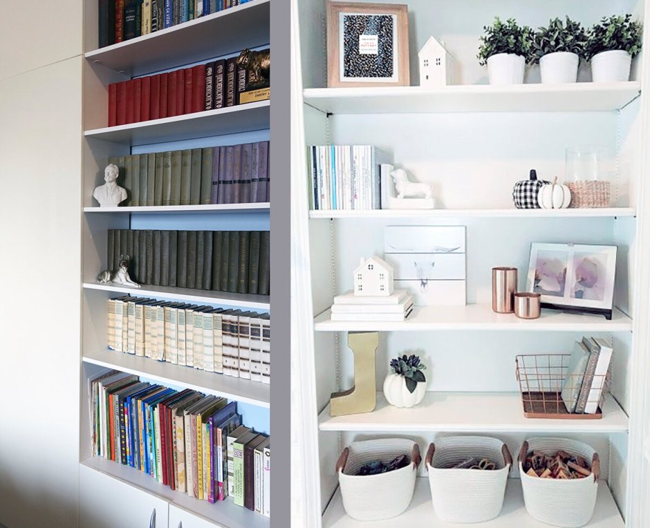 Открытые книжные полки на стену