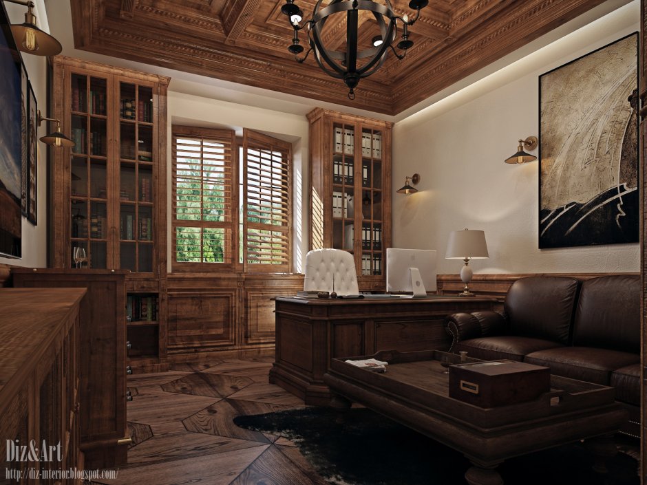 Интерьеры кабинета в загородном доме