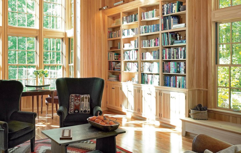 Настенные книжные полки в интерьере