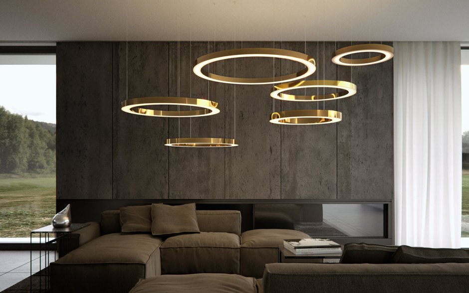 Люстра led 3-Ring Chandelier Золотая