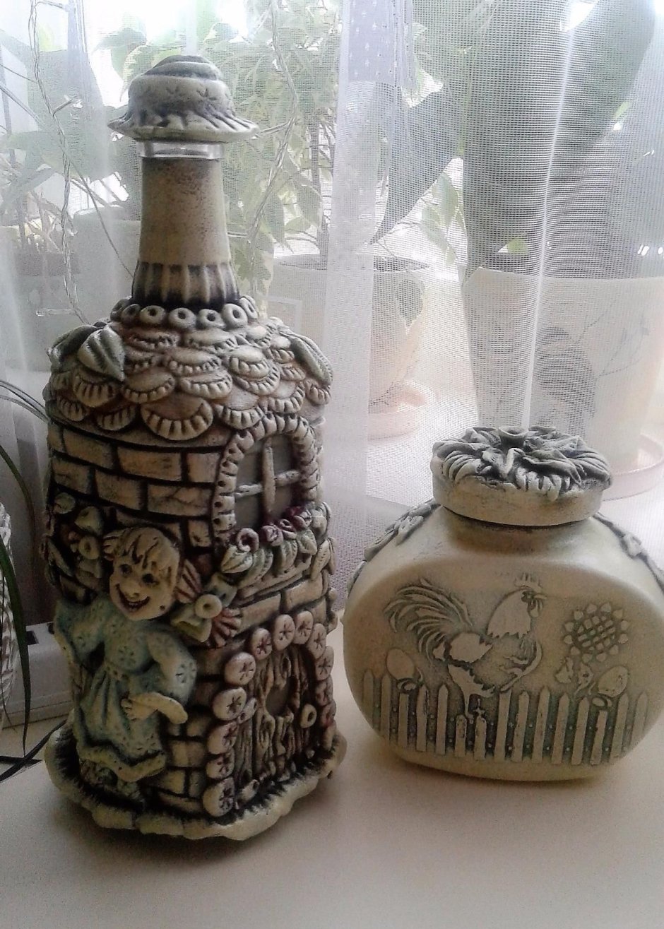 Домики из бутылок и полимерной глины