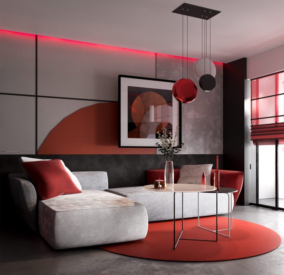 Красный цвет в интерьере