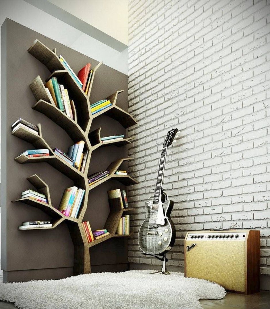 Книжные полки в интерьере