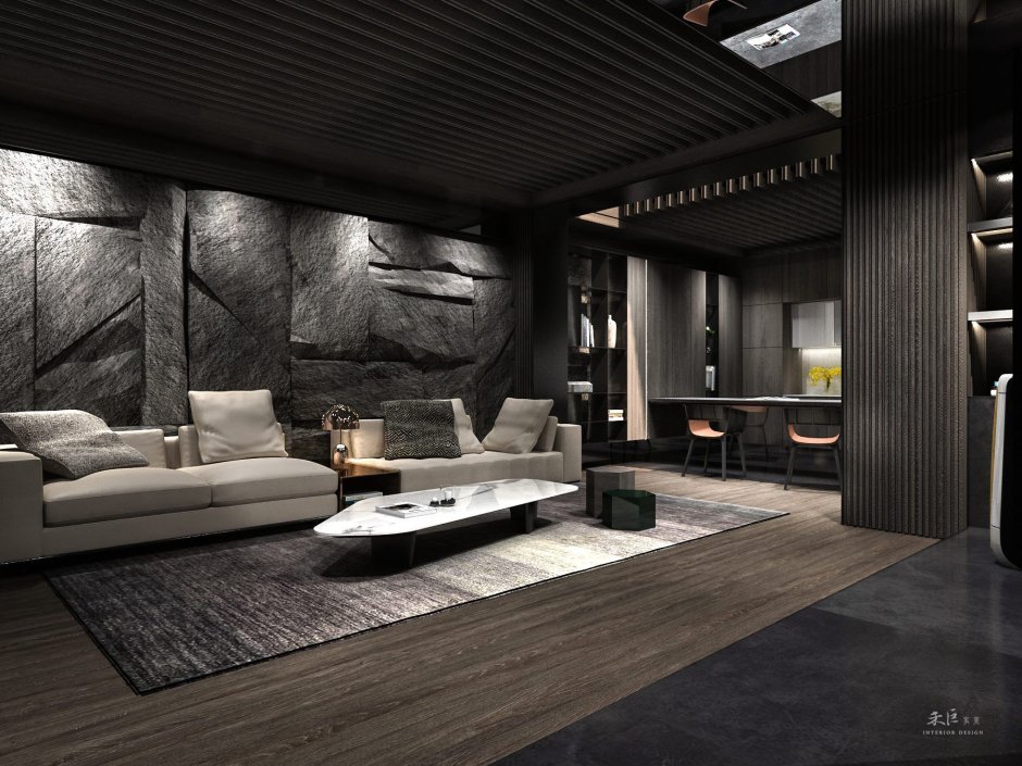 Гостиная в стиле брутализм