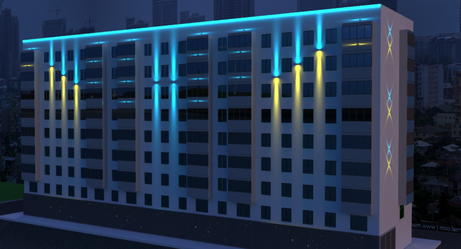 Подсветка фасадов многоэтажных домов
