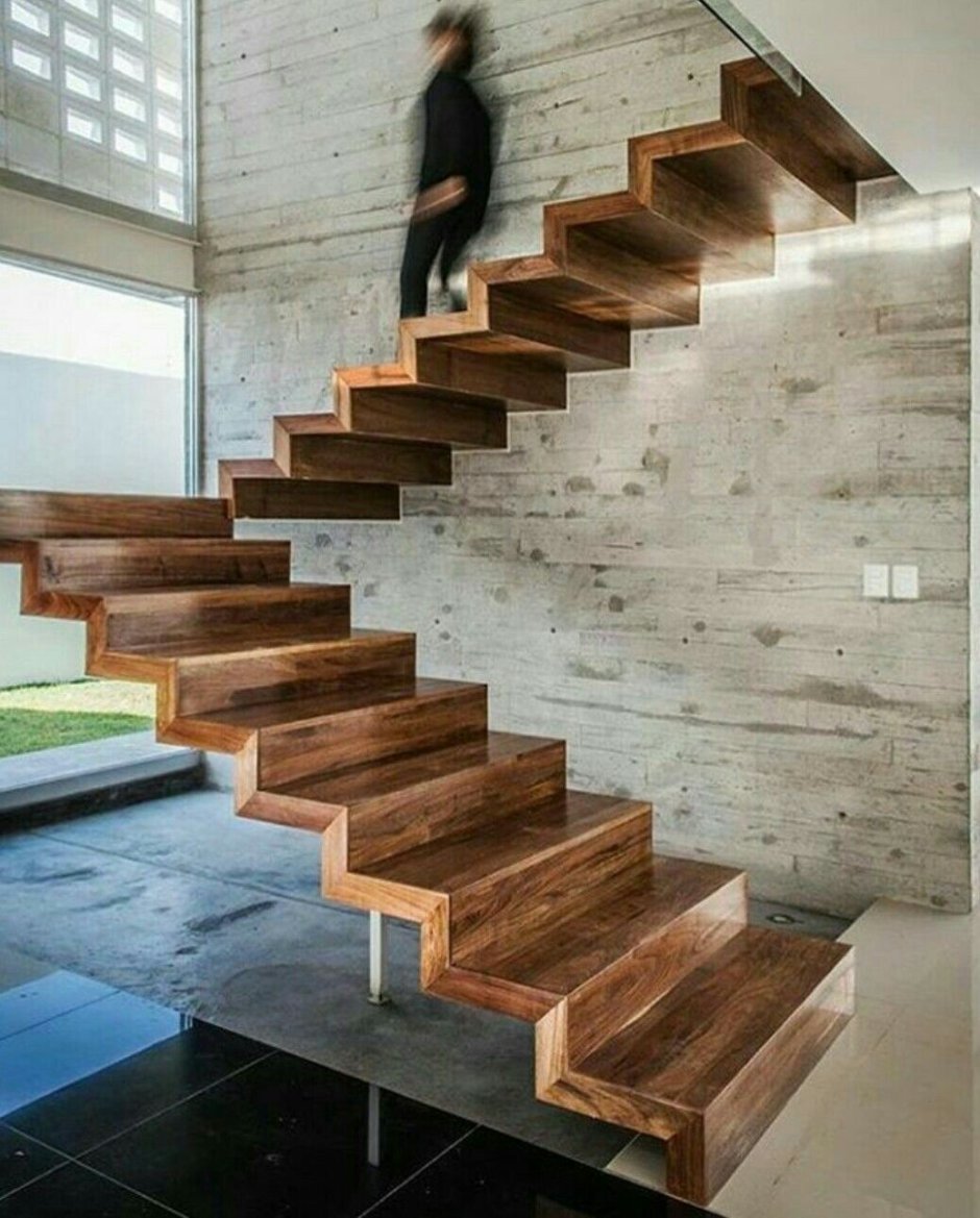 Бетонная лестница в скандинавском стиле