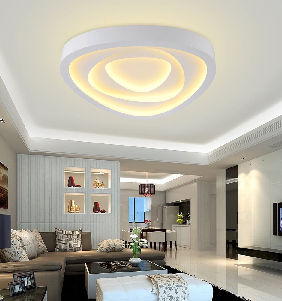 Потолок с подсветкой в гостиной