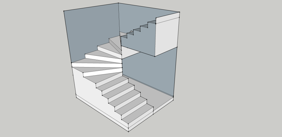 Одномаршевая лестница с забежными ступенями
