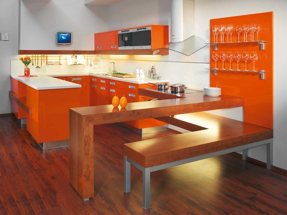 Кухня оранжевый теплый цвета