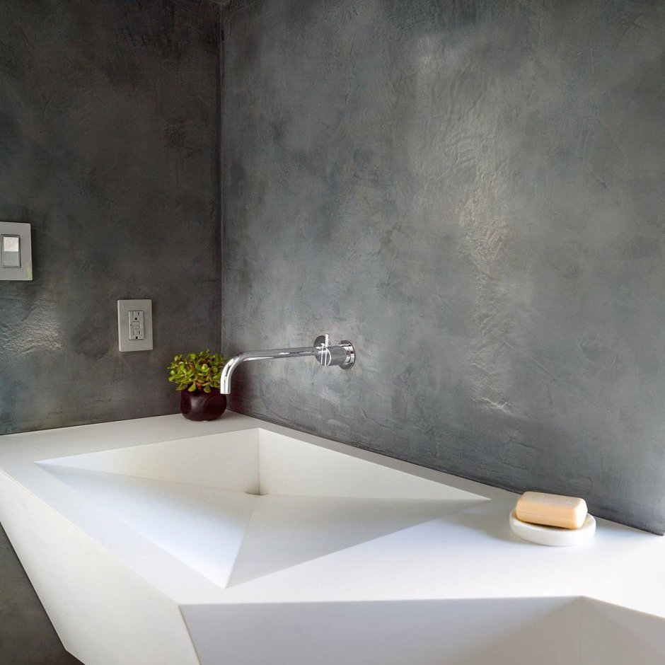 Микроцемент в интерьере с деревом