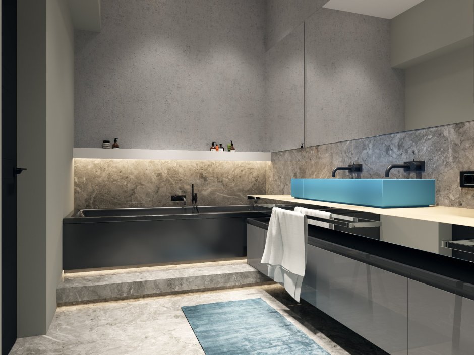 Ванная мрамор и бетон