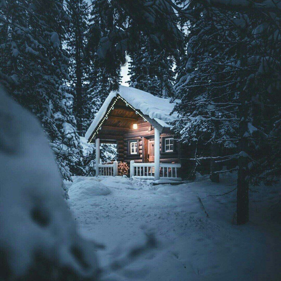 Дача в лесу зимой