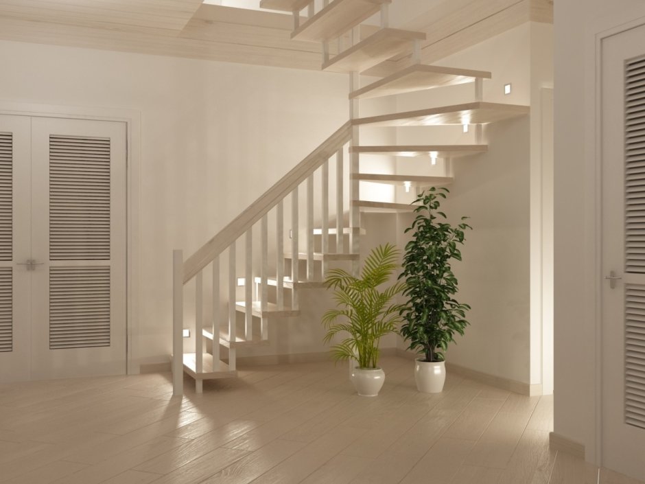 Белые лестницы в интерьере в доме