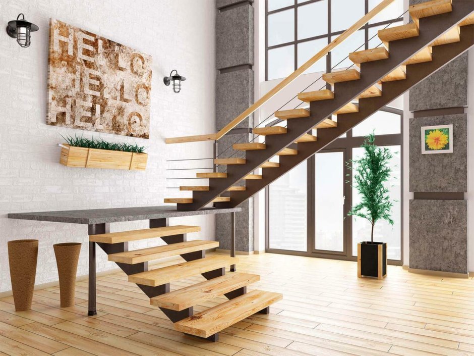 Декоративная винтовая лестница в интерьере