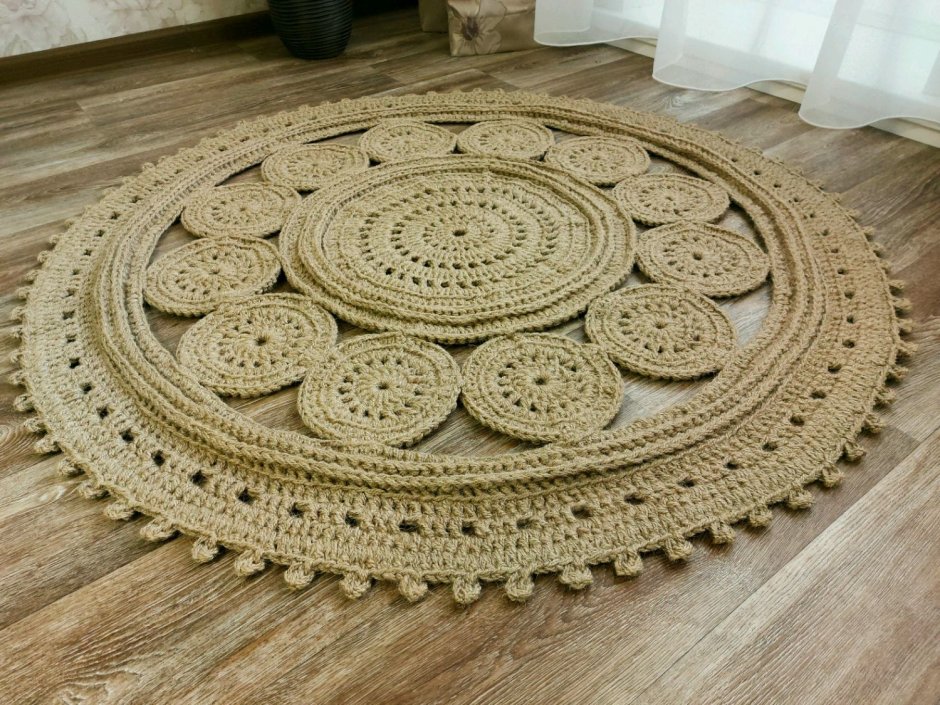 Коврик из джута крючком