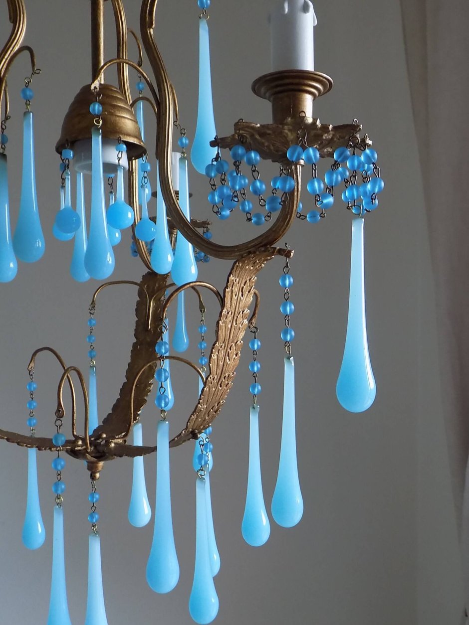 Murano Blue Opaline Drops Chandelier