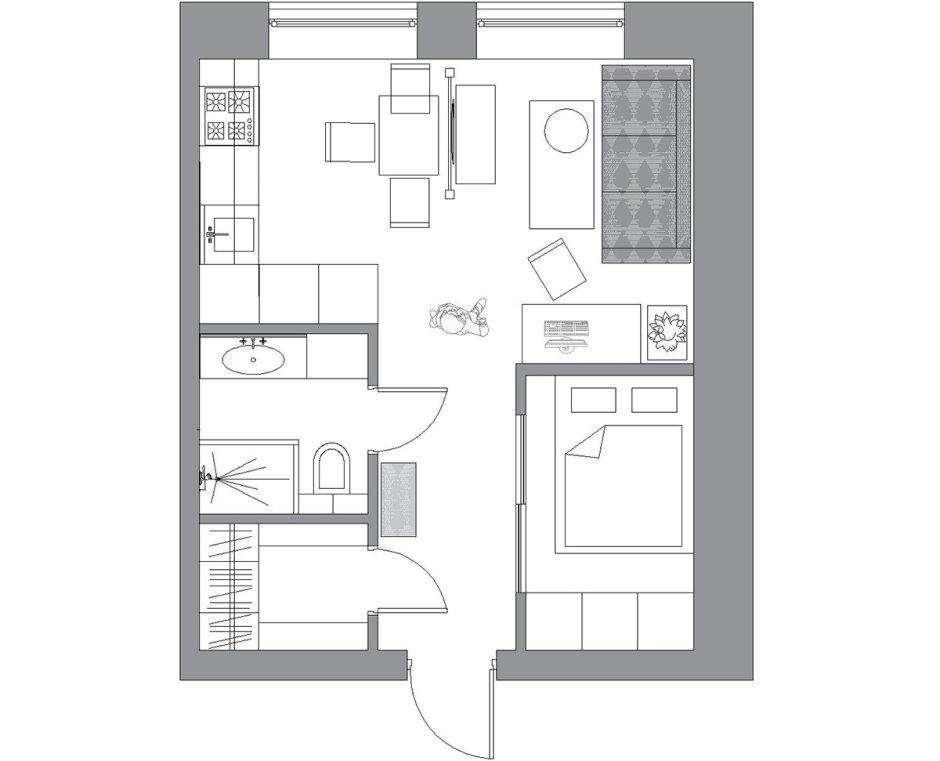 План квартиры студии 30 кв.м планировка