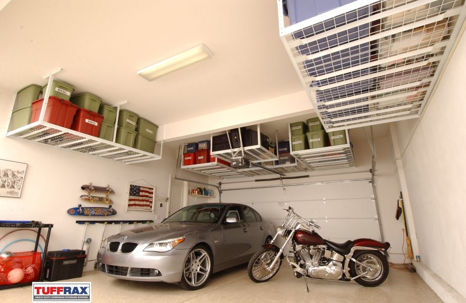 Потолочные подвесные полки в гараж