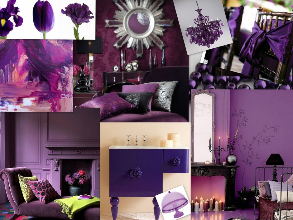 Эстетика фиолетового цвета коллаж