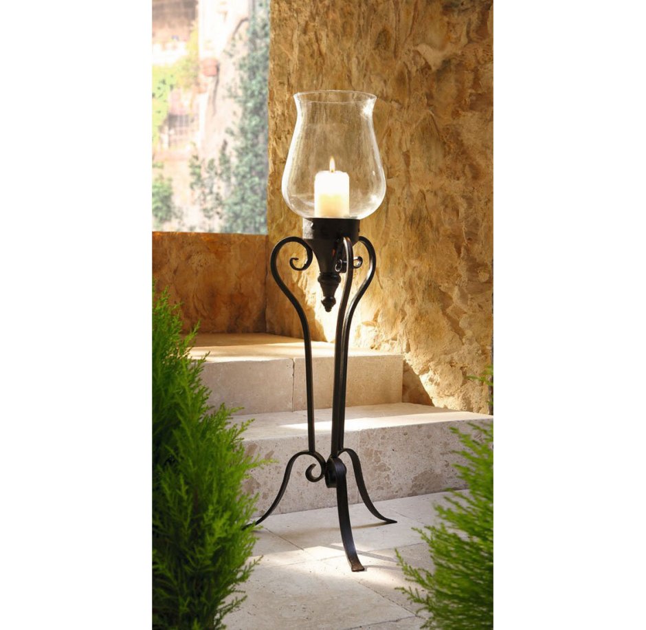 Jewel Floor standing Hurricane Candle Holder Silver