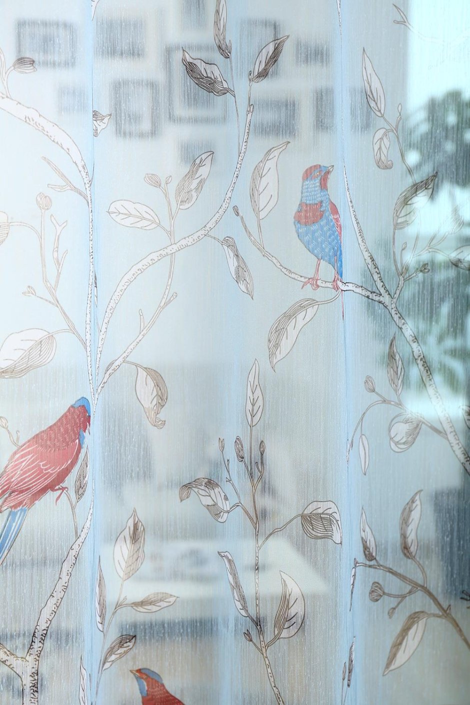 Ткань для штор с птичками