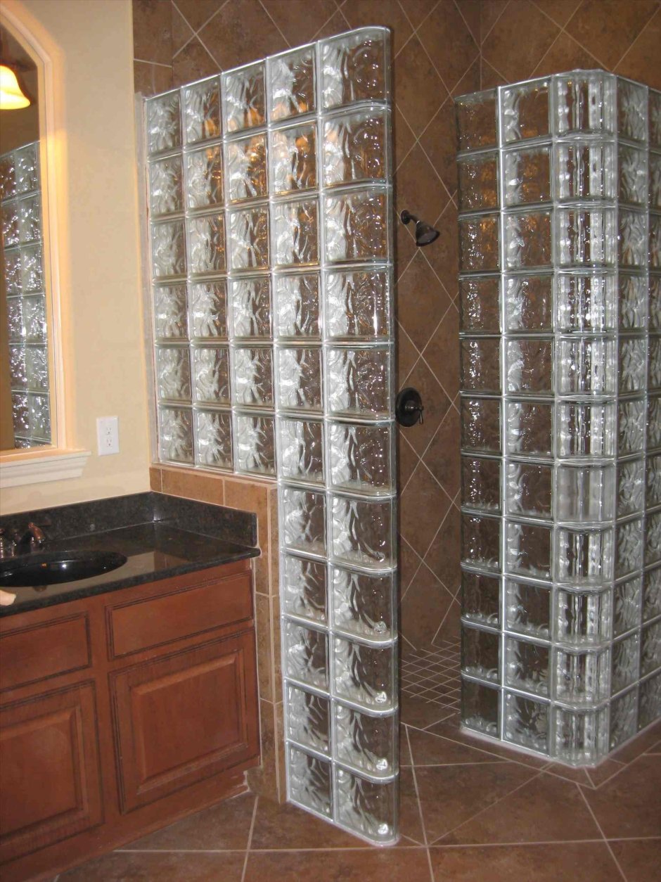 Душевая лофт Стеклоблок