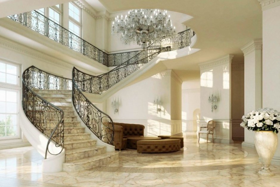 Мраморная лестница и Холл в доме