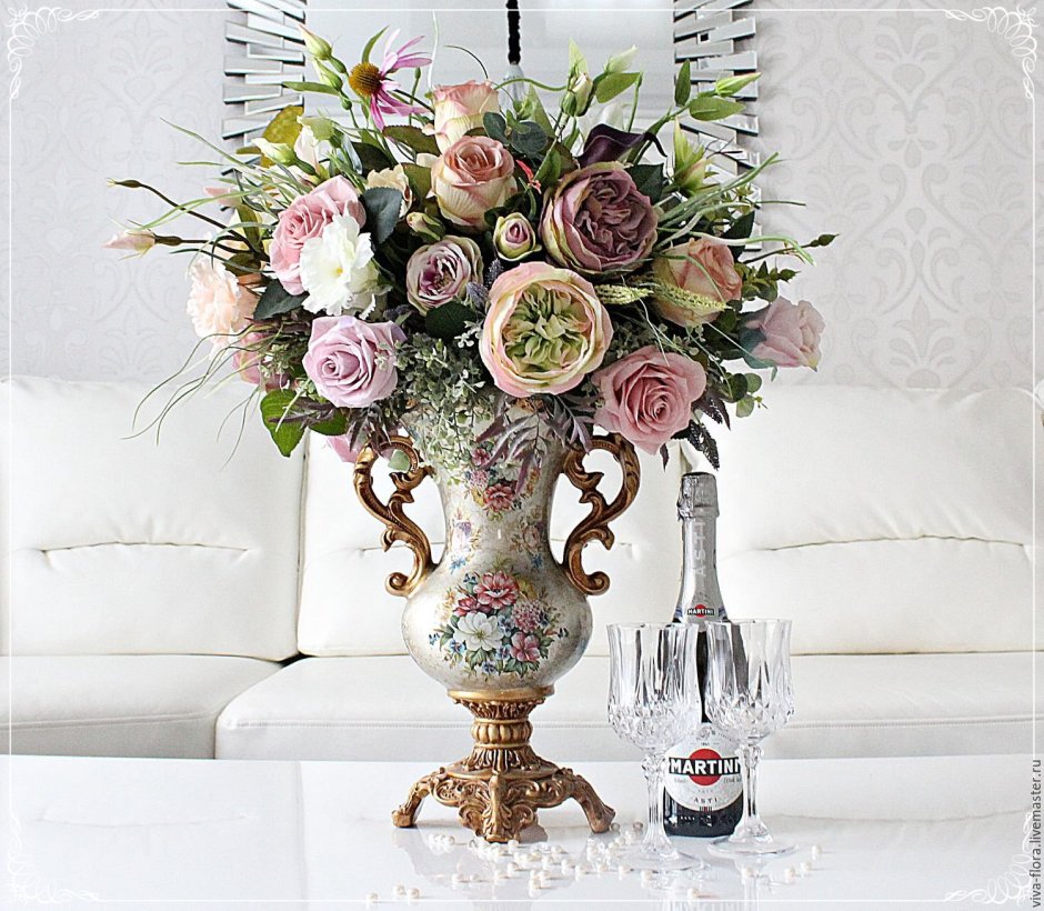 Высокие искусственные цветы для напольной вазы - 85 фото