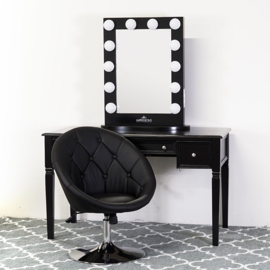 Зеркало Calypso гримерное настольное "Vanity 11л Black" 800x700