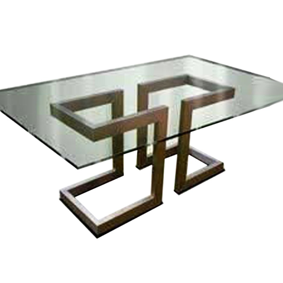 Обеденный столик из металла со стеклом