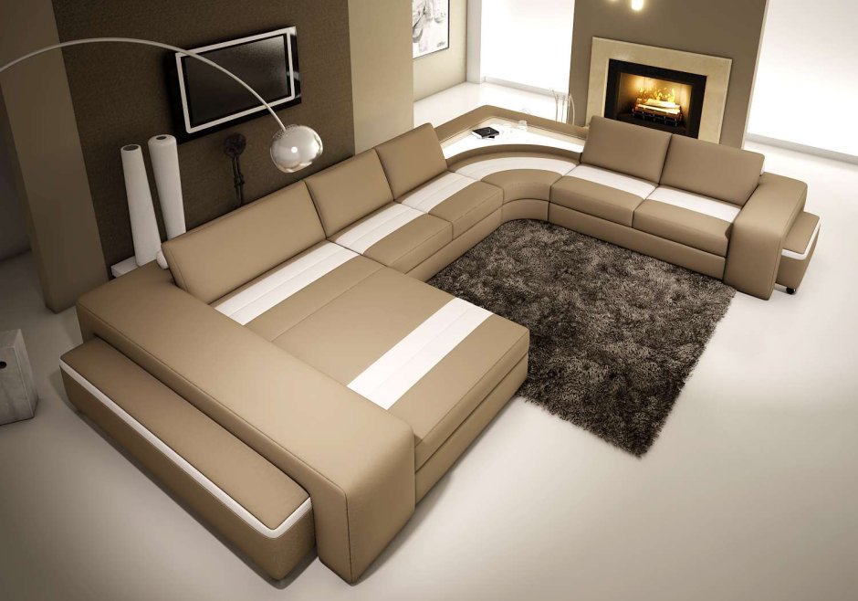 П-образный диван в гостиной