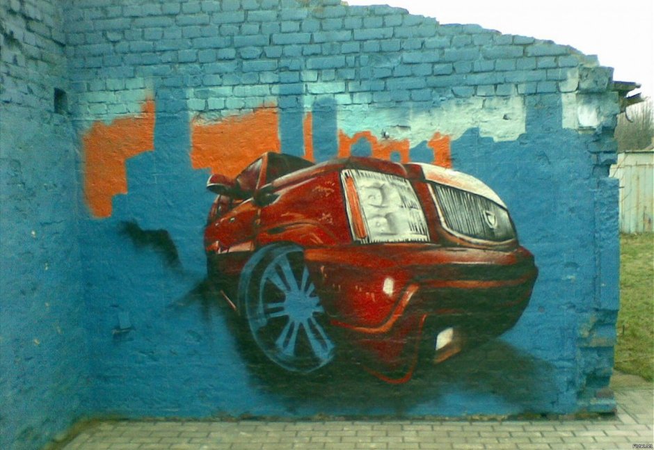 Авто нарисованная на стене