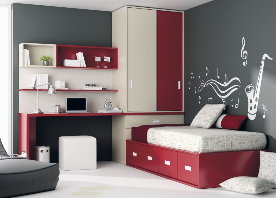 Красная спальня для подростка