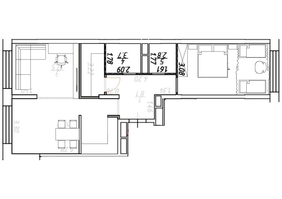 План маленькой двухкомнатной квартиры