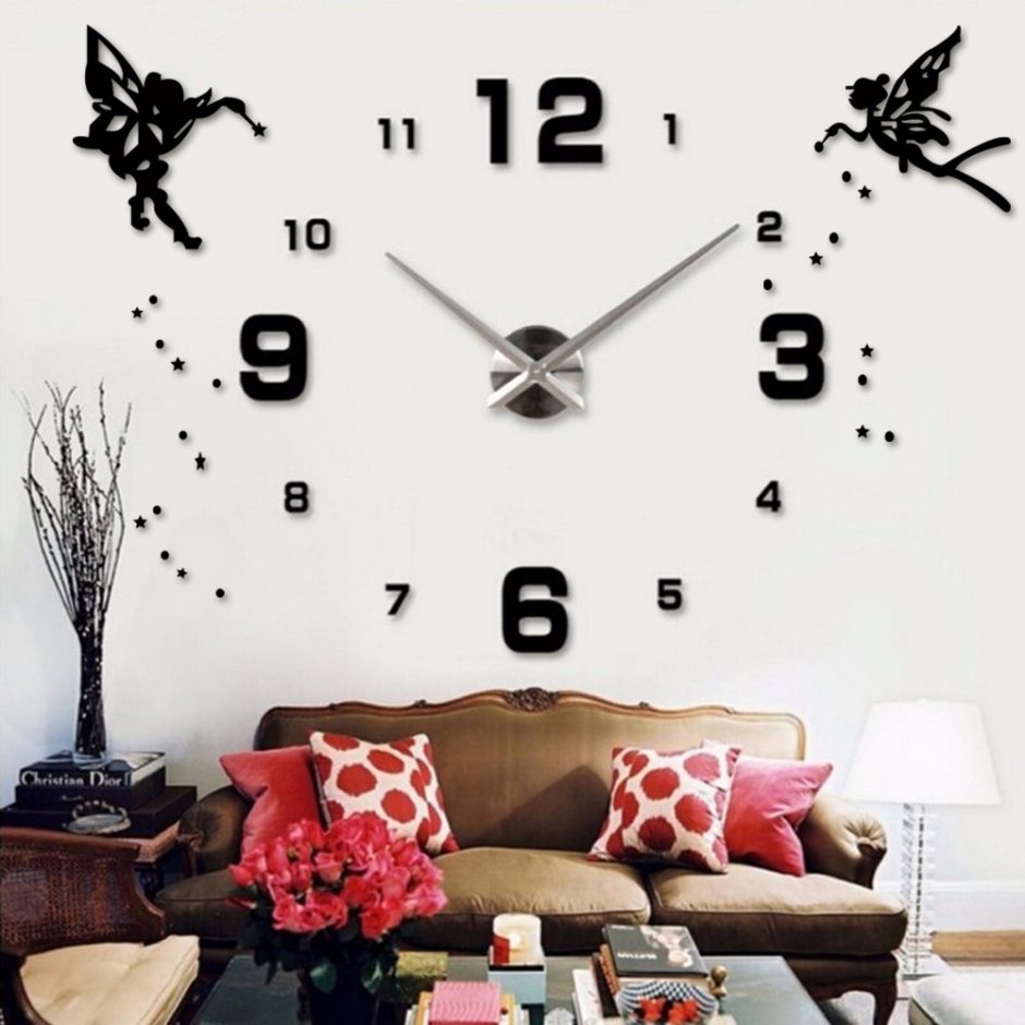 Настенные 3d часы DIY Clock с цифрами черные