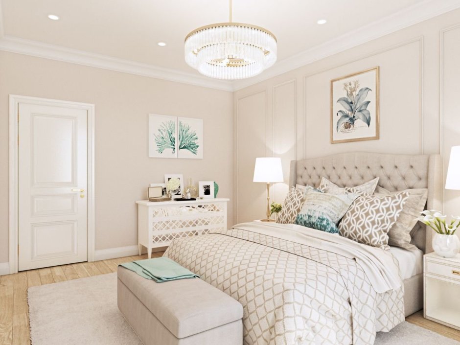 Белая спальня в стиле современная классика